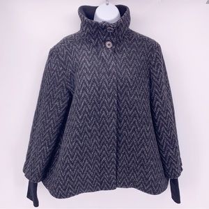 Prana Black & Gray Herringbone Pea Coat